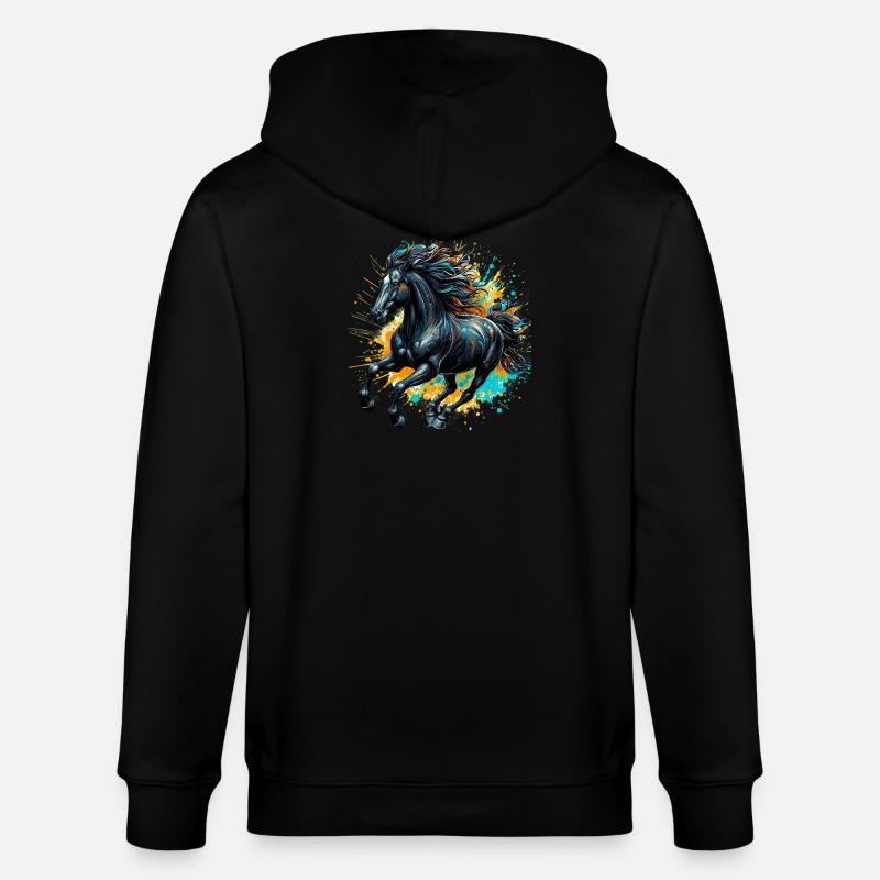 Pferd - Stanley/Stella Unisex Bio-Kapuzenjacke CULTIVATOR  - Schwarz