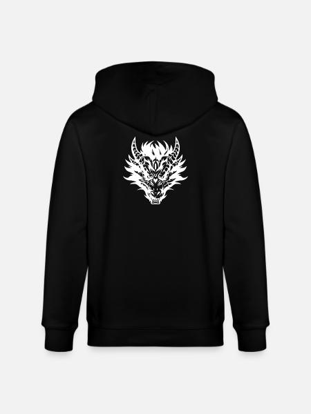 Intricate Tribal Dragon Mask Design - Stanley/Stella CULTIVATOR Unisex Organic Hooded Jacket - black
