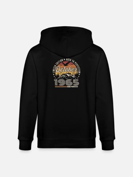 October 1965 Birthday Gift - October 1965 - Stanley/Stella CULTIVATOR Unisex Organic Hooded Jacket - black