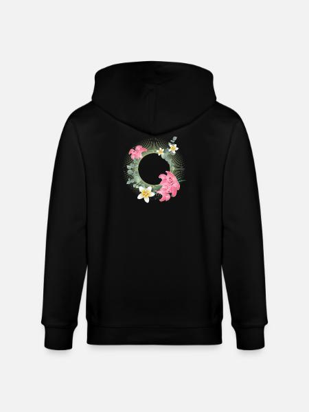Tropisk blomma ram - blommig naturdesign - Ekologisk luvjacka CULTIVATOR unisex från Stanley/Stella - svart