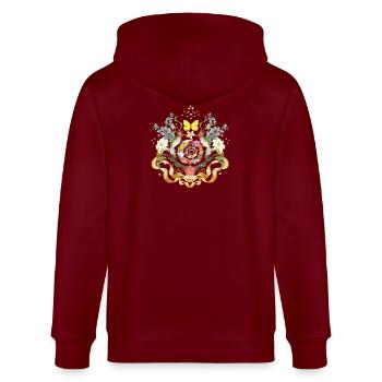 Ornement de fleur de colibri magique avec des accents d’or - Veste à capuche bio CULTIVATOR Stanley/Stella Unisexe - bordeaux - Dos - Anna (173cm)