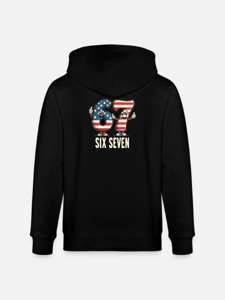 US Flag 67 Memes Six Seven - Stanley/Stella CULTIVATOR Unisex Organic Hooded Jacket - black