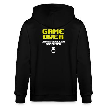 GAME OVER – Chemise de jeu pour enterrement de vie de garçon - Veste à capuche bio CULTIVATOR Stanley/Stella Unisexe - noir - Dos - Anna (173cm)