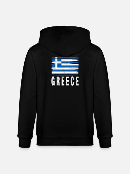 Brushstroke Flag Greece - Stanley/Stella CULTIVATOR  Unisex Organic Hooded Jacket - black