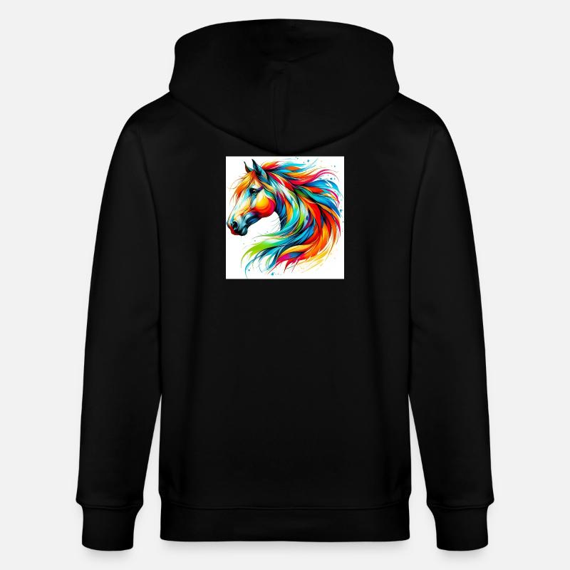 Pferd - Stanley/Stella Unisex Bio-Kapuzenjacke CULTIVATOR  - Schwarz