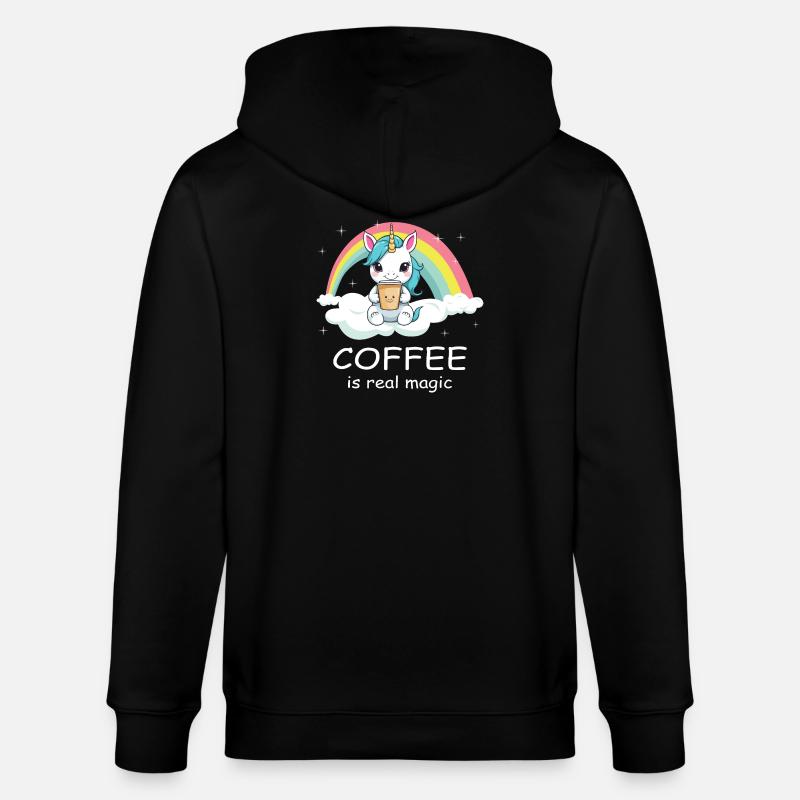 Süßes Kaffee Einhorn - Stanley/Stella Unisex Bio-Kapuzenjacke CULTIVATOR  - Schwarz
