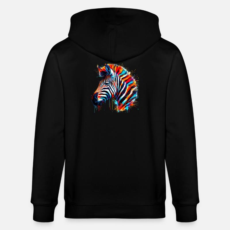 Zebra - Stanley/Stella Unisex Bio-Kapuzenjacke CULTIVATOR  - Schwarz