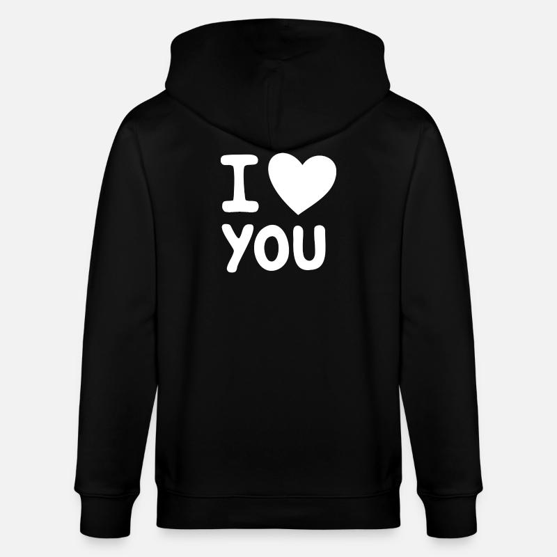 Ich liebe dich, Weiß - Stanley/Stella Unisex Bio-Kapuzenjacke CULTIVATOR  - Schwarz