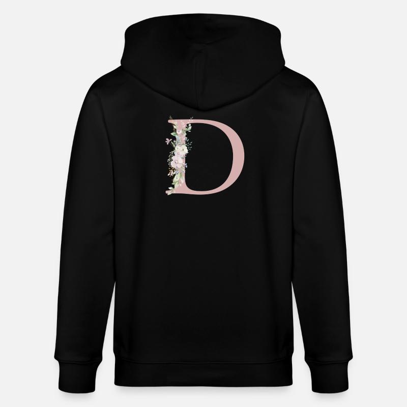 D Monogram, Floral, Personnalisable - Veste à capuche bio CULTIVATOR Stanley/Stella Unisexe - noir