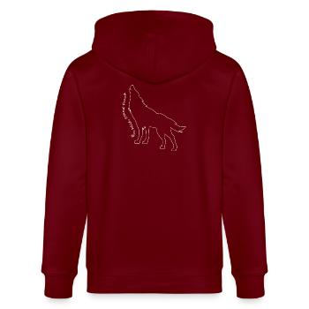 Heulender Wolf Linie Kunst Design - Stanley/Stella Unisex Bio-Kapuzenjacke CULTIVATOR  - Burgunderrot - Hinten - Anna (173cm)