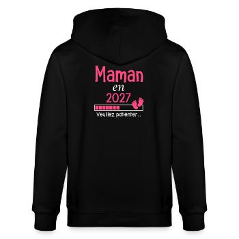 Mom in 2027 mom-to-be gift - Stanley/Stella CULTIVATOR  Unisex Organic Hooded Jacket - black - Back - Anna (173cm)