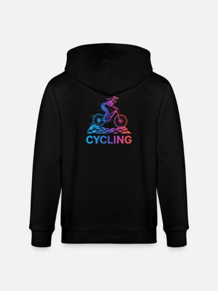 Steigungsradfahrer auf rauem Trail - Stanley/Stella Unisex Bio-Kapuzenjacke CULTIVATOR  - Schwarz