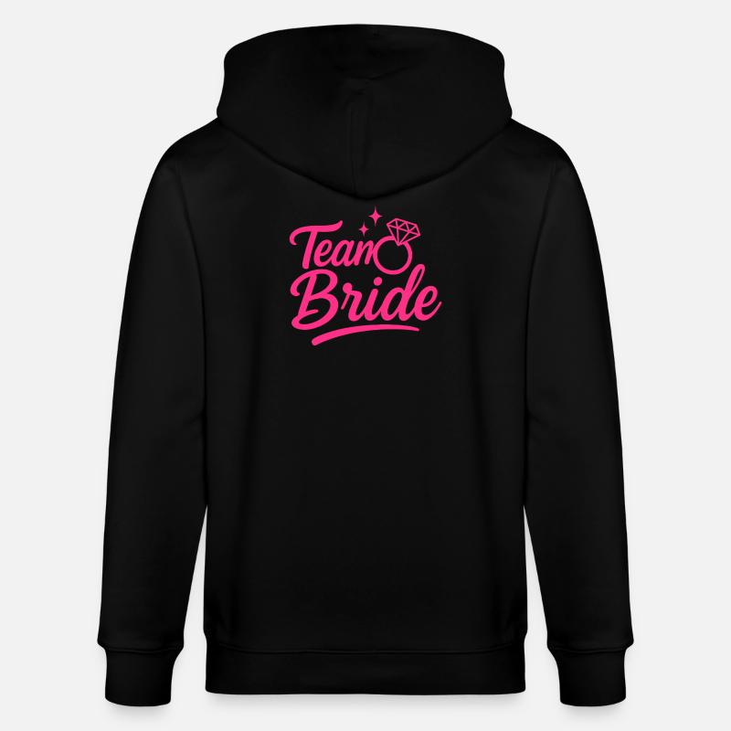 Team Bride Pink Ring Script - Stanley/Stella CULTIVATOR  Unisex Organic Hooded Jacket - black