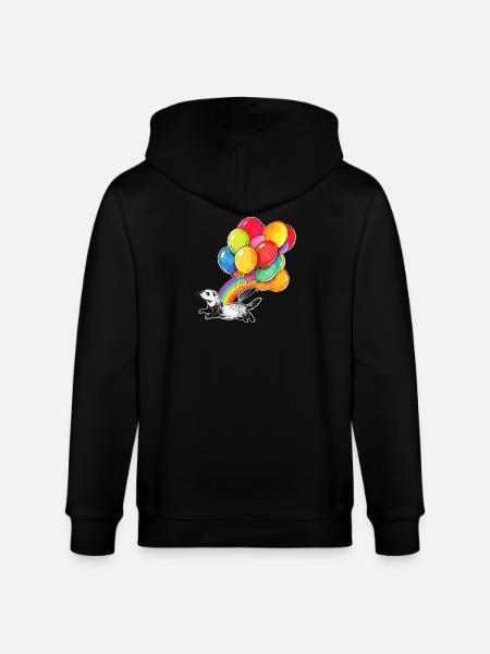 Frettchenballons und Regenbogen - Stanley/Stella Unisex Bio-Kapuzenjacke CULTIVATOR  - Schwarz