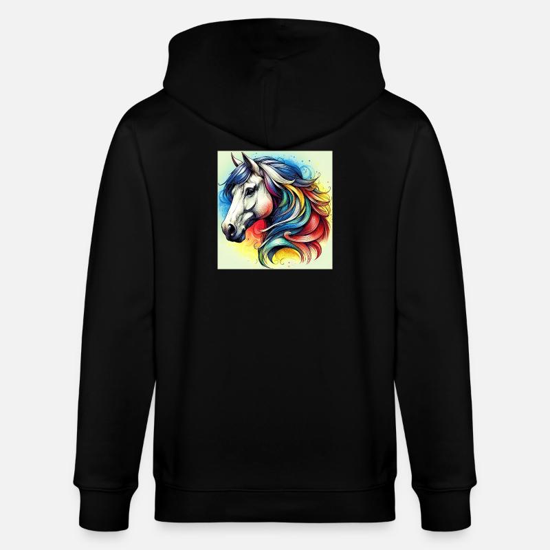 Pferd - Stanley/Stella Unisex Bio-Kapuzenjacke CULTIVATOR  - Schwarz