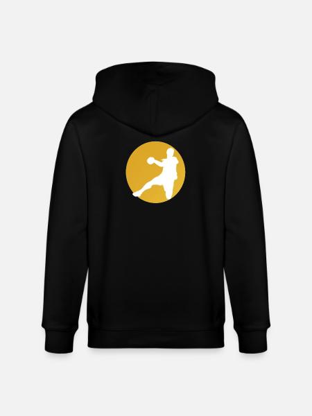 Yellow Basketball Silhouette - Stanley/Stella CULTIVATOR  Unisex Organic Hooded Jacket - black