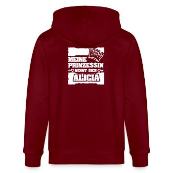 Geschenk für Alicia - Stanley/Stella Unisex Bio-Kapuzenjacke CULTIVATOR  - Burgunderrot - Hinten - Anna (173cm)