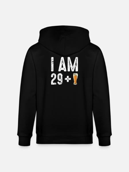 Ich bin 29 plus Bier - Stanley/Stella Unisex Bio-Kapuzenjacke CULTIVATOR  - Schwarz
