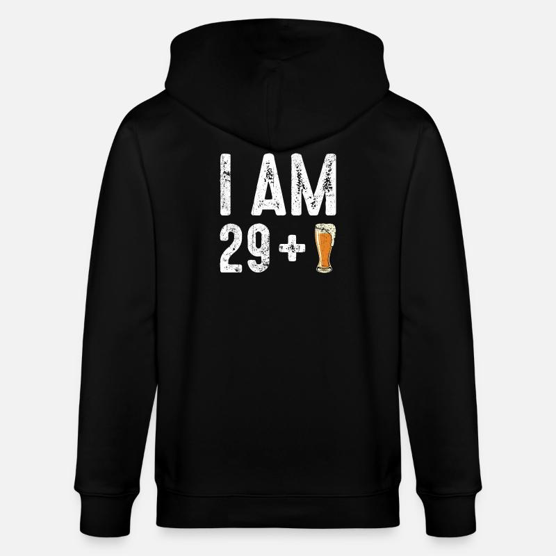 Ich bin 29 plus Bier - Stanley/Stella Unisex Bio-Kapuzenjacke CULTIVATOR  - Schwarz