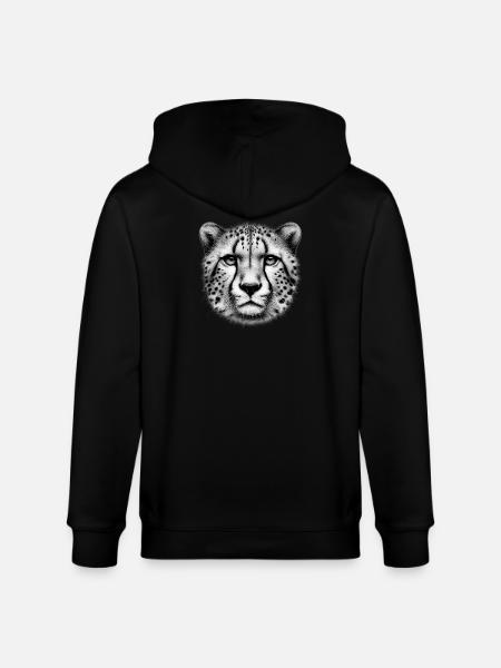 Cheetah - Stanley/Stella CULTIVATOR  Unisex Organic Hooded Jacket - black