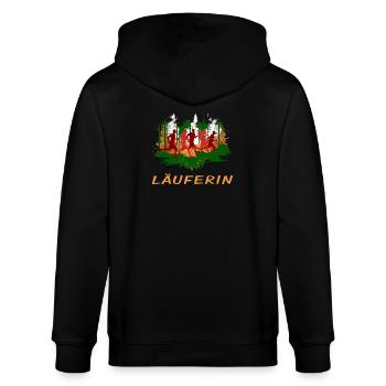 Läuferin - Stanley/Stella Unisex Bio-Kapuzenjacke CULTIVATOR  - Schwarz - Hinten - Anna (173cm)