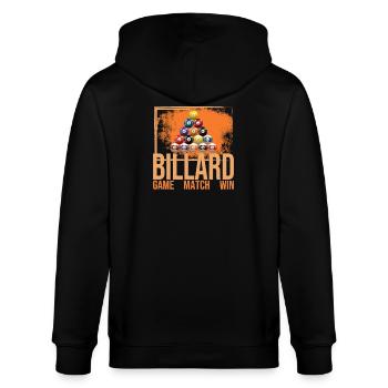 Game - Match - Win - Billard - Stanley/Stella Unisex Bio-Kapuzenjacke CULTIVATOR  - Schwarz - Hinten - Anna (173cm)