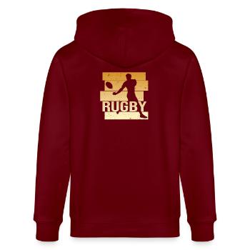Rugby - Stanley/Stella Unisex Bio-Kapuzenjacke CULTIVATOR  - Burgunderrot - Hinten - Anna (173cm)