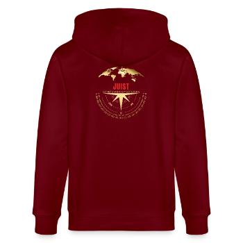 Koordinaten Juist - Stanley/Stella Unisex Bio-Kapuzenjacke CULTIVATOR  - Burgunderrot - Hinten - Anna (173cm)