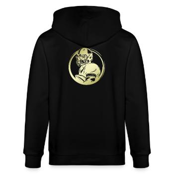 American Football Silhouette - Stanley/Stella Unisex Bio-Kapuzenjacke CULTIVATOR  - Schwarz - Hinten - Anna (173cm)
