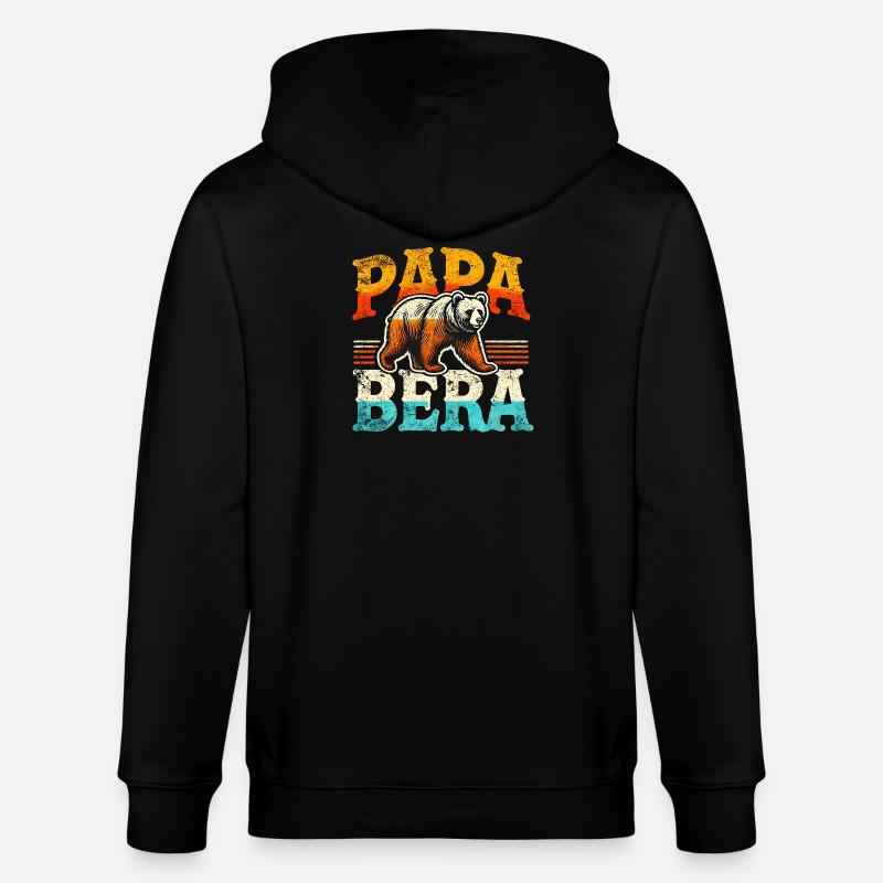 Papa Ours Style Rétro, Pères - Veste à capuche bio CULTIVATOR Stanley/Stella Unisexe - noir