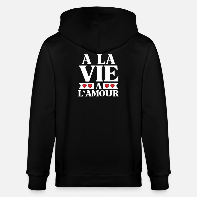 La Vie et L'Amour Coeurs Rouges - Veste à capuche bio CULTIVATOR Stanley/Stella Unisexe - noir
