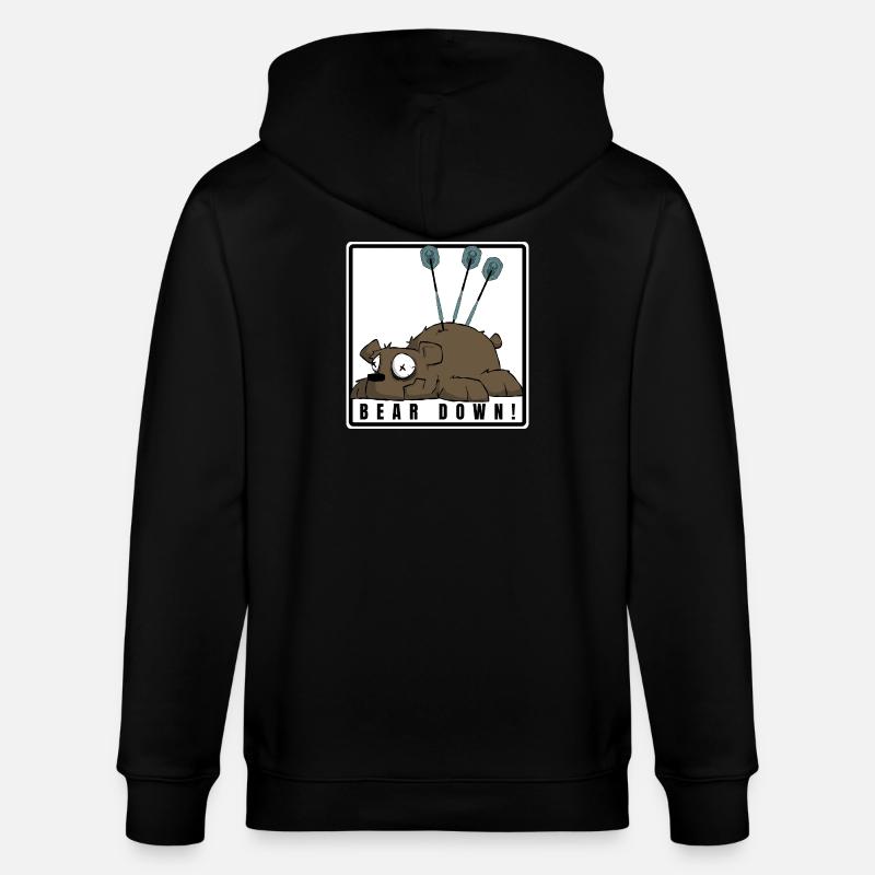 Lustiges Darts Comic Motiv. BEAR DOWN ! - Stanley/Stella Unisex Bio-Kapuzenjacke CULTIVATOR  - Schwarz