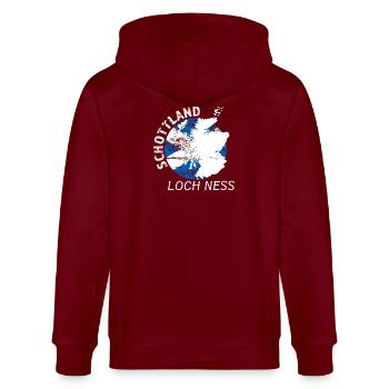 Loch Ness - Stanley/Stella Unisex Bio-Kapuzenjacke CULTIVATOR  - Burgunderrot - Hinten - Anna (173cm)