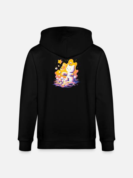 Cat Cosmos Neon Palette - Stanley/Stella CULTIVATOR Unisex Organic Hooded Jacket - black
