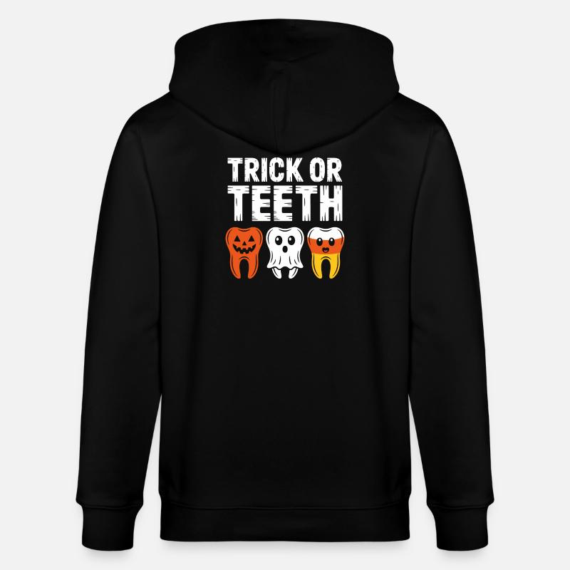 Trick oder Teeth Halloween-Trio - Stanley/Stella Unisex Bio-Kapuzenjacke CULTIVATOR  - Schwarz