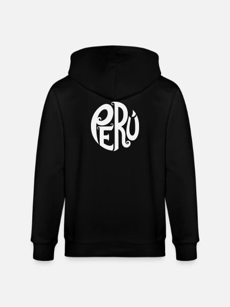 Peru - Ornate Typography - Stanley/Stella CULTIVATOR Unisex Organic Hooded Jacket - black