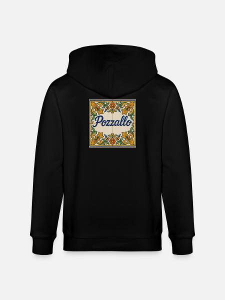 Pozzallo Fliesenmuster mit Blumenranken - Stanley/Stella Unisex Bio-Kapuzenjacke CULTIVATOR  - Schwarz