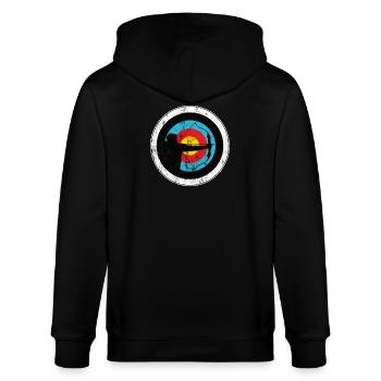 Bogenschiessen Bogenschütze mit Zielscheibe - Stanley/Stella Unisex Bio-Kapuzenjacke CULTIVATOR  - Schwarz - Hinten - Anna (173cm)