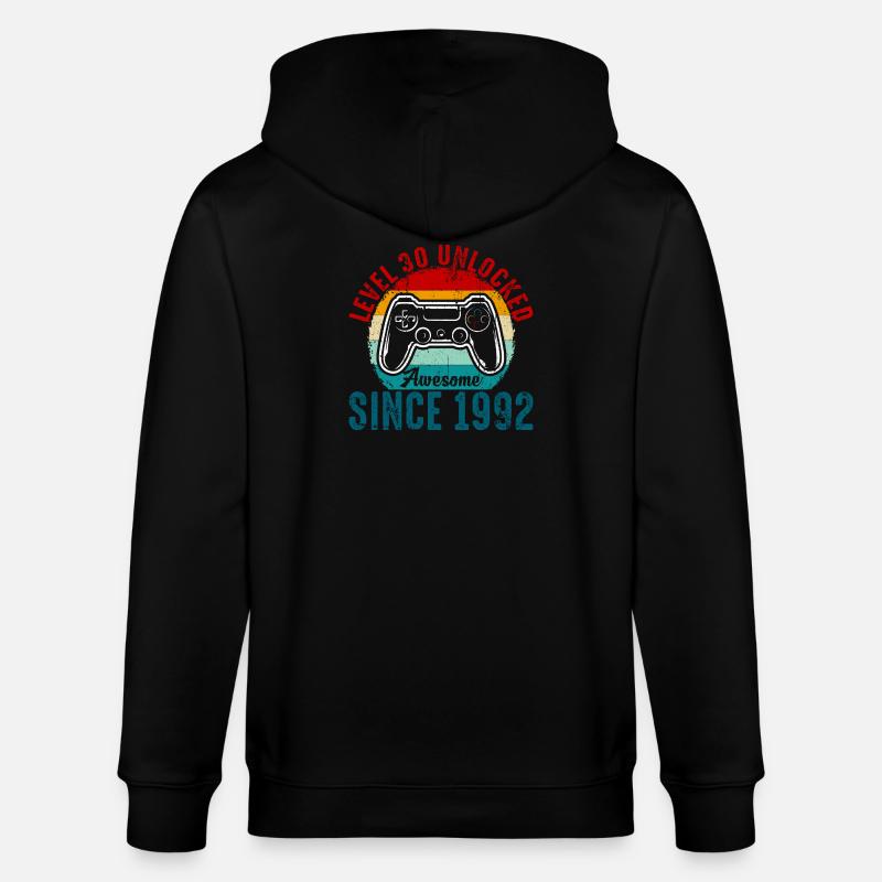 Level 30 Entsperrtes Retro-Controller-Tee - Stanley/Stella Unisex Bio-Kapuzenjacke CULTIVATOR  - Schwarz