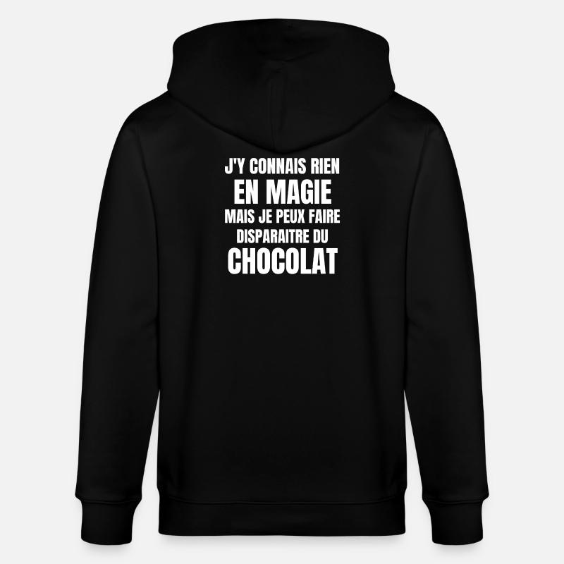 chocolat, chocolat humour, manger du chocolat - Veste à capuche bio CULTIVATOR Stanley/Stella Unisexe - noir