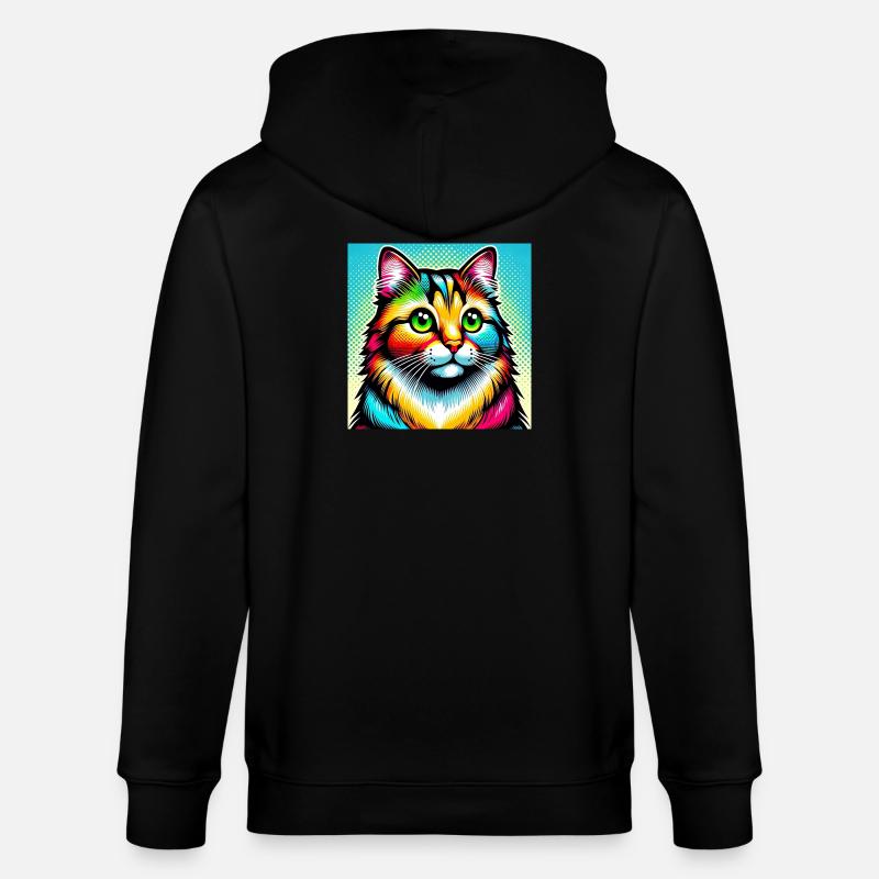 Chat Pop Art - Veste à capuche bio CULTIVATOR Stanley/Stella Unisexe - noir