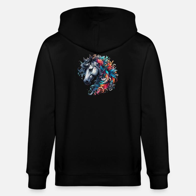 Pferd - Stanley/Stella Unisex Bio-Kapuzenjacke CULTIVATOR  - Schwarz