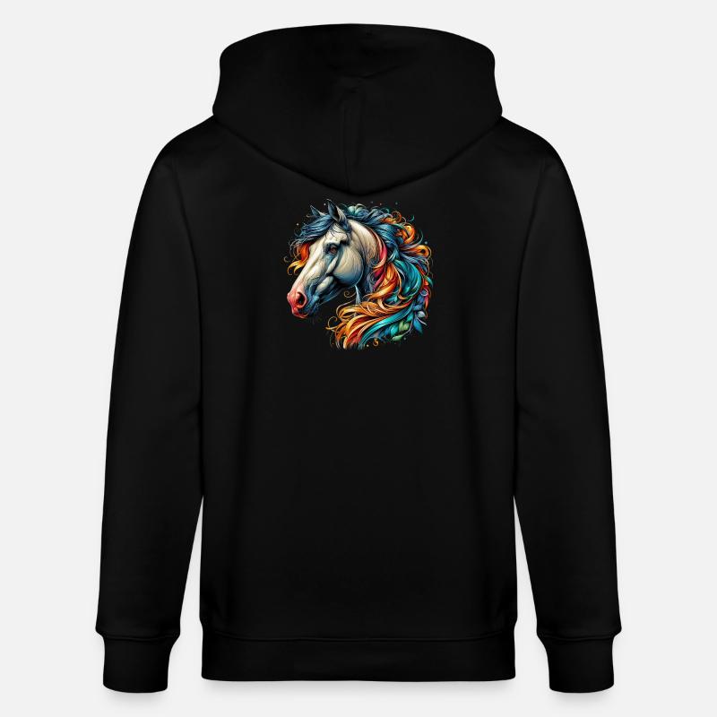 Pferd - Stanley/Stella Unisex Bio-Kapuzenjacke CULTIVATOR  - Schwarz