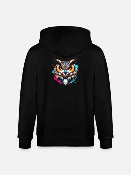 Eule - Stanley/Stella Unisex Bio-Kapuzenjacke CULTIVATOR - Schwarz