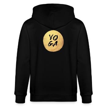 Yoga Gold Zentrum Kreis Meditation KOnzentration - Stanley/Stella Unisex Bio-Kapuzenjacke CULTIVATOR  - Schwarz - Hinten - Anna (173cm)
