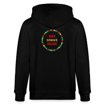 Bier Sonne Musik - Sommerparty Design - Stanley/Stella Unisex Bio-Kapuzenjacke CULTIVATOR  - Schwarz - Hinten - Anna (173cm)