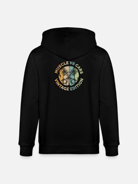 Muscle Cars V8 Pistons Diseño retro vintage - Chaqueta con capucha ecológica unisex CULTIVATOR de Stanley/Stella - negro