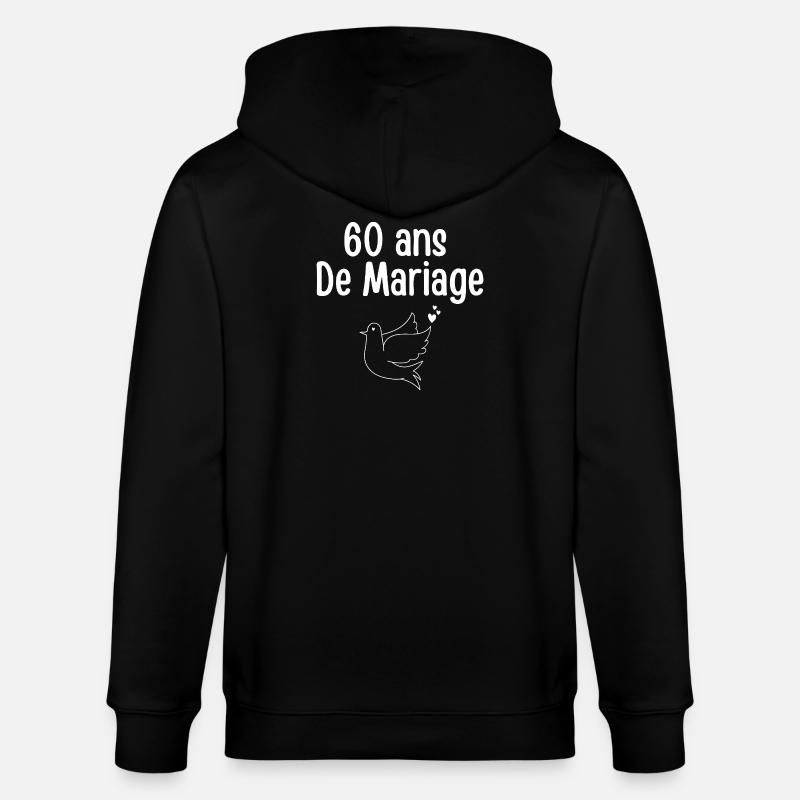 Cadeau Anniversaire 60 Ans Mariage - Veste à capuche bio CULTIVATOR Stanley/Stella Unisexe - noir