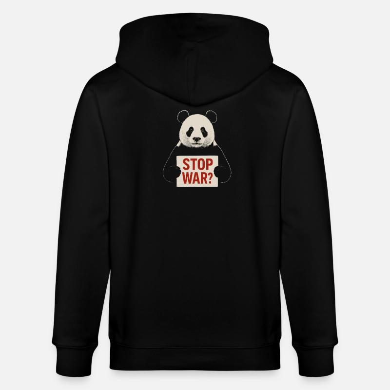 Panda fordert Frieden - Stanley/Stella Unisex Bio-Kapuzenjacke CULTIVATOR  - Schwarz