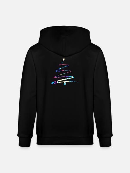 Weihnachtsbaum One-Line Design – Modern & Bunt - Stanley/Stella Unisex Bio-Kapuzenjacke CULTIVATOR - Schwarz